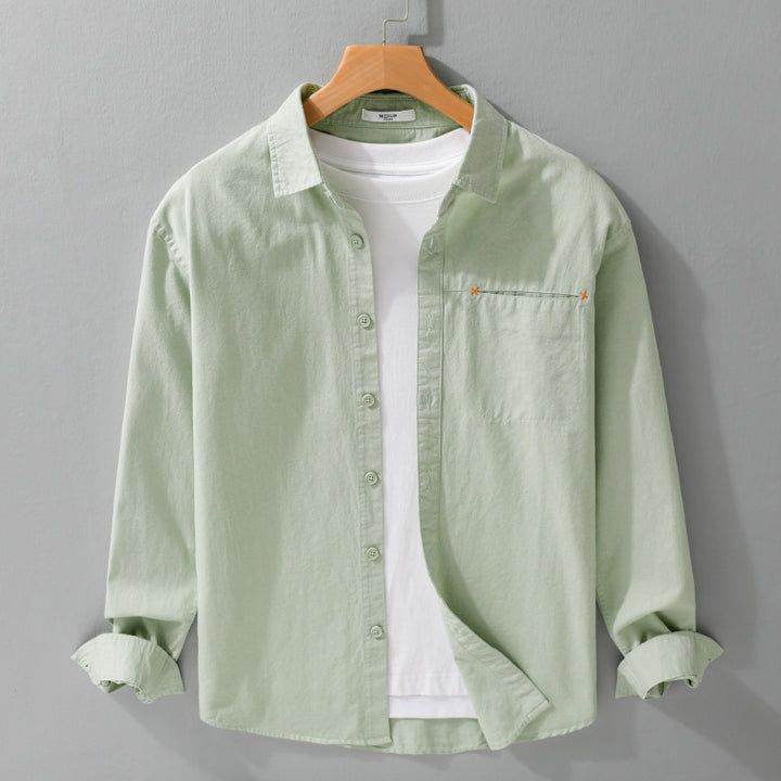 Herren Leichtes Baumwoll-Layering-Overshirt mit tonaler Brusttasche und Soft‑Touch‑Finish Echoarchiv
