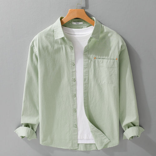 Herren Leichtes Baumwoll-Layering-Overshirt mit tonaler Brusttasche und Soft‑Touch‑Finish Echoarchiv