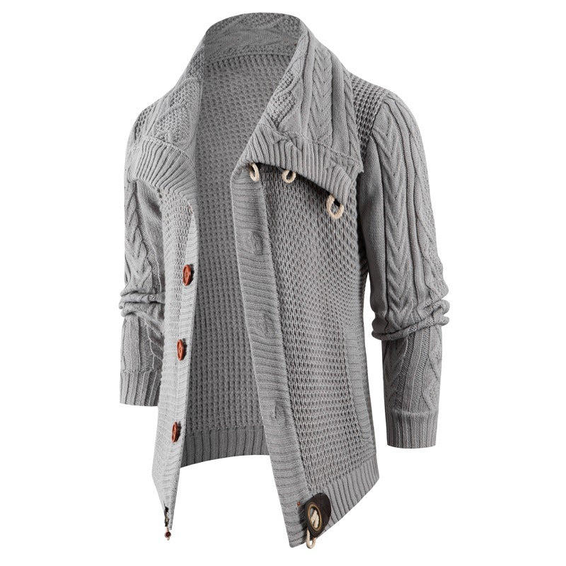 Herren Grobstrick Strickjacke mit umschlagbarem Halsausschnitt Echoarchiv