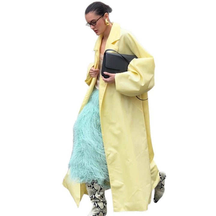 Damen Maxilanger Oversize-Mantel im Cocoon-Schnitt mit verdeckter Knopfleiste Echoarchiv