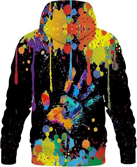 Damen Farbenfroher Hoodie mit kreativen Spritzmotiven Echoarchiv