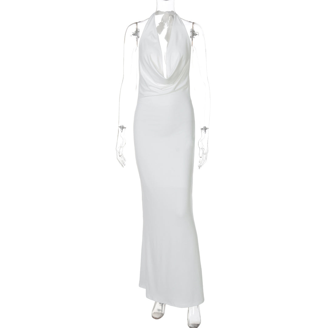 Damen Elegantes Longdress mit tiefem V-Ausschnitt und figurbetontem Schnitt Echo Archiv