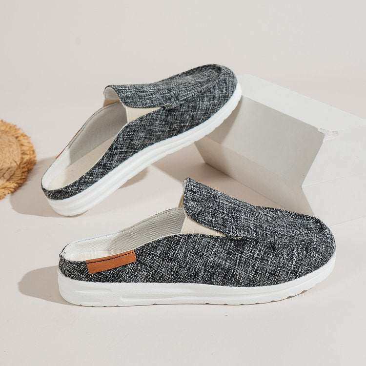 Damen  Slip-On Canvas‑Mules mit Kuhfleckenprint, gepolstertem Komfortfußbett und rutschfester Leichtsohle Echo Archiv