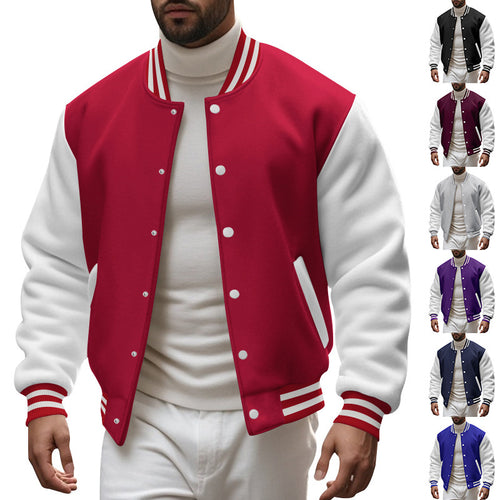 Herren Varsity-Jacke mit kontrastierenden Ärmeln und gestreiften Bündchen Echoarchiv