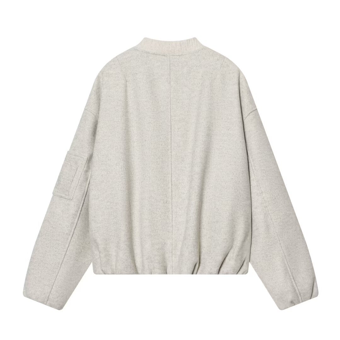Damen Boxy-Bomberjacke aus Sweatmaterial mit Reißverschluss und Ärmeltasche Echo Archiv
