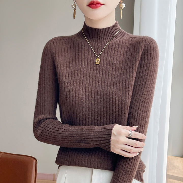 Damen Schmaler Rippenstrick-Mockneck mit extraweicher Kaschmir-Optik Echoarchiv