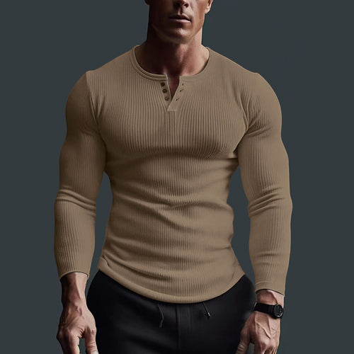 Herren Langarm-Knopfshirt im modernen Rippdesign Echoarchiv