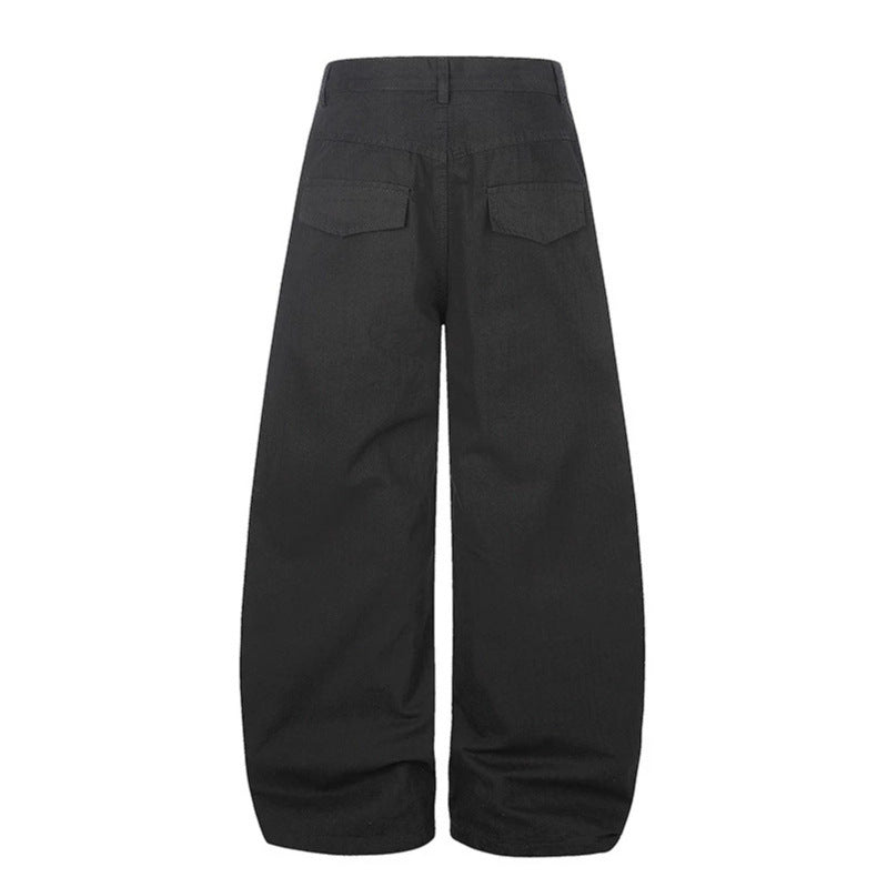 Damen Weite High‑Waist Palazzo‑Hose aus Denim mit aufgesetzten Taschen und Nietenkreuz-Detail Echoarchiv