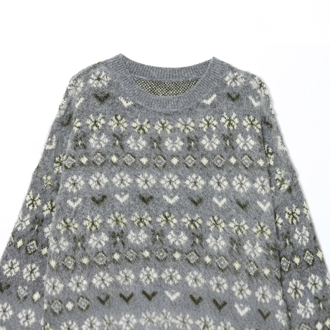 Damen nan gemusterter Norwegerpullover aus weichem Strickgarn mit Rundhalsausschnitt Echo Archiv