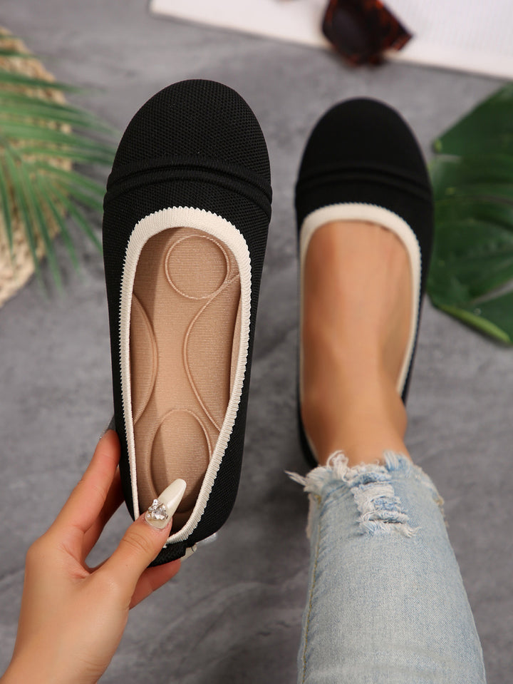 Damen  atmungsaktive Strick‑Ballerina mit ergonomischem Memory‑Fußbett und rutschfester Flexsohle Echo Archiv