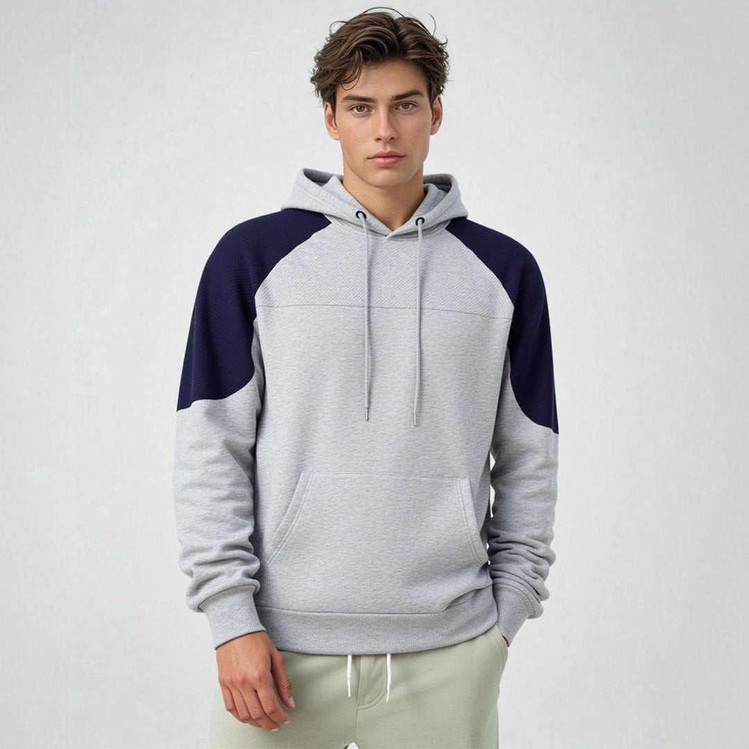 Herren sportlicher Kapuzenpullover mit geometrischen Akzenten und Kängurutasche Echoarchiv