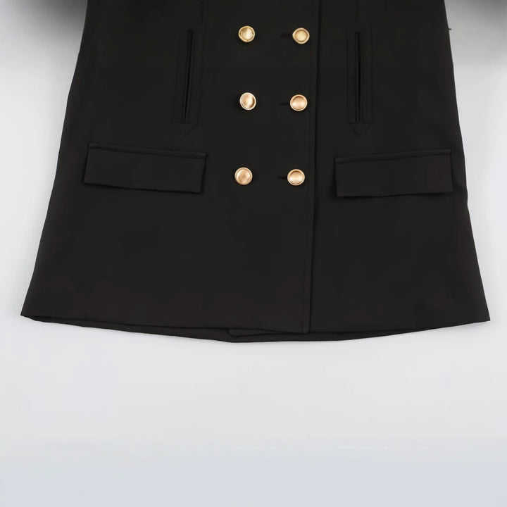 Damen Doppelreihige Kurzjacke mit Kunstfellärmeln Echoarchiv