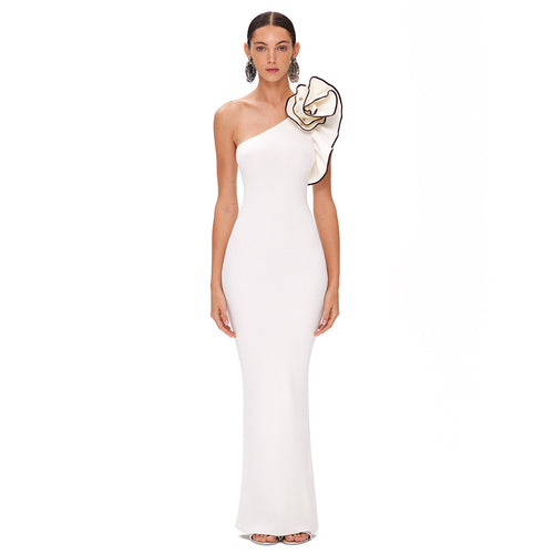 Damen Elegantes Maxikleid mit asymmetrischem Design und verspieltem Rüschenakzent Echo Archiv