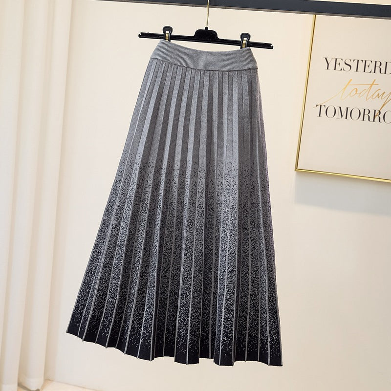 Damen Eleganter Plissee-Rock mit kontrastierenden Streifen Echo Archiv