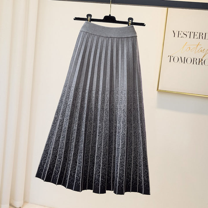 Damen Eleganter Plissee-Rock mit kontrastierenden Streifen Echo Archiv