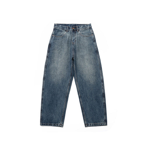 Damen Hochtaillierte Straight-Jeans im Retro-Workwear-Stil mit geradem Bein Echoarchiv