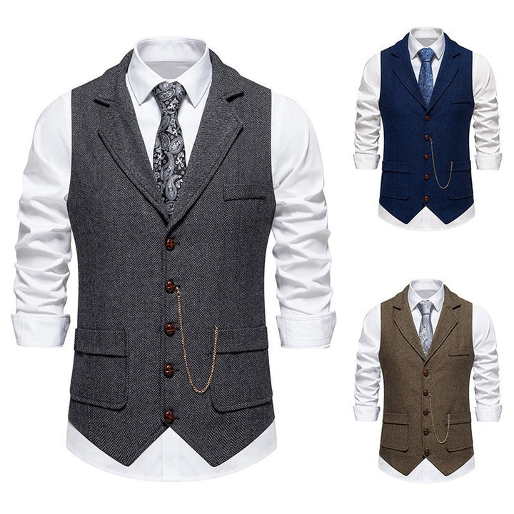 Herren nan Vintage-Weste mit Reverskragen Uhrenkette und Brusttasche Echo Archiv