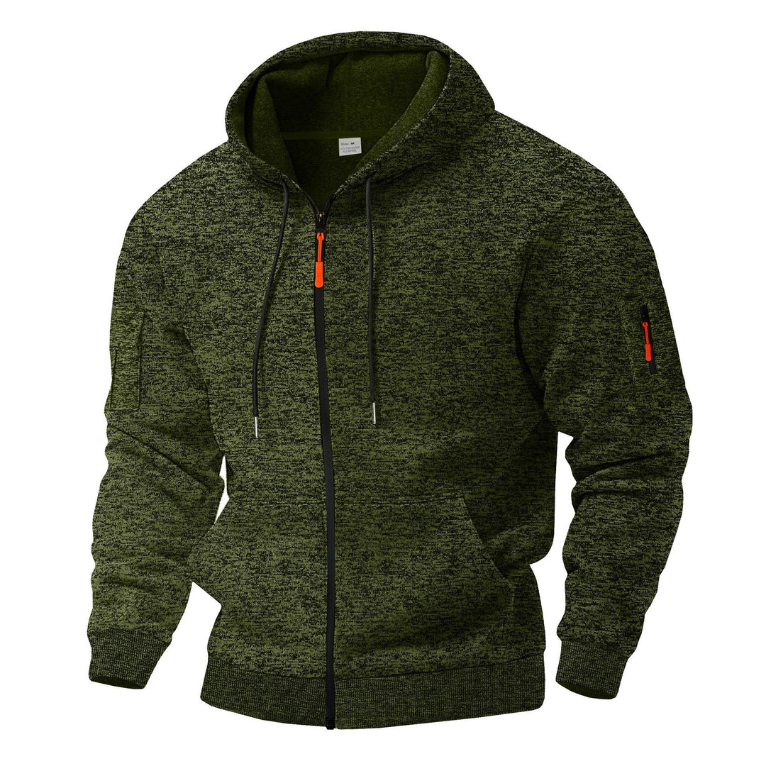 Herren sportlicher Kapuzenpullover mit atmungsaktiver Struktur und farblich abgesetzten Reißverschluss-Details Echoarchiv