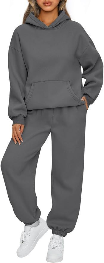 Damen nan luxuriöses Oversize-Loungewear-Set Kapuzenpullover mit Kängurutasche und weit geschnittene Jogginghose mit elastischen Knöchelabschlüssen Echo Archiv
