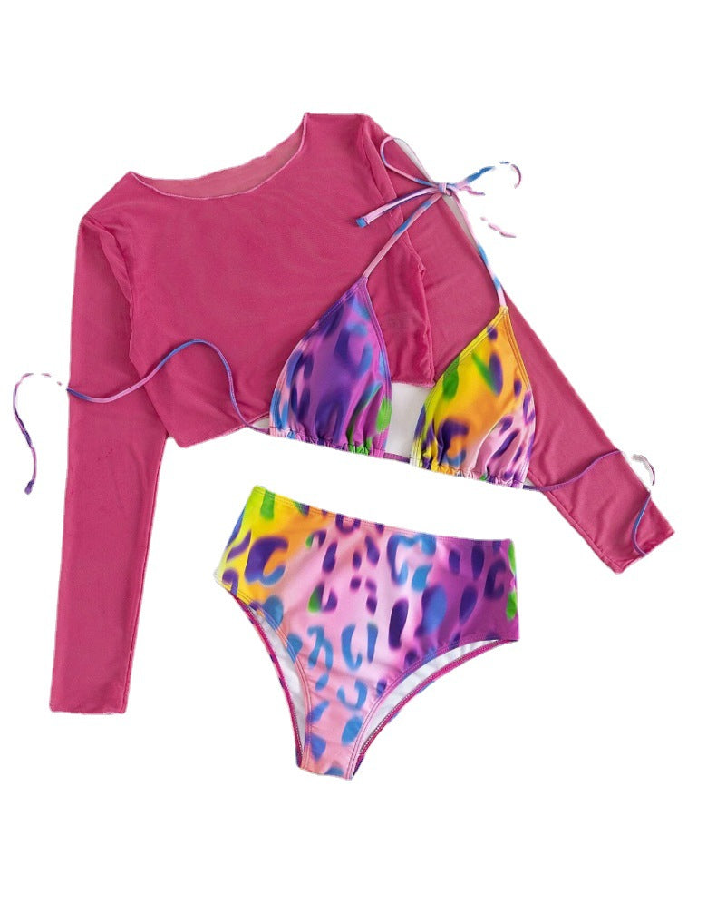 Damen Bikini-Set mit langärmligem Oberteil und hohem Bund Echo Archiv