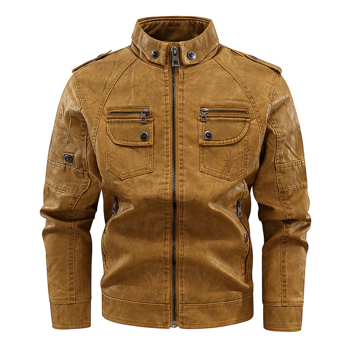 Herren stylische Bikerjacke mit praktischen Taschen und hochgeschlossenem Kragen Echoarchiv