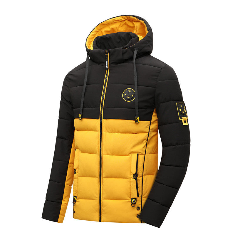 Herren gesteppte Winterjacke mit modischem Farbkontrast und Kapuze Echoarchiv