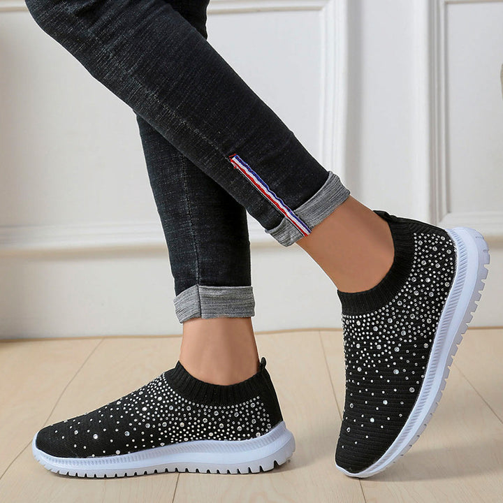 Damen Elastischer Slip-On Strick-Sneaker mit Strassbesatz Echo Archiv