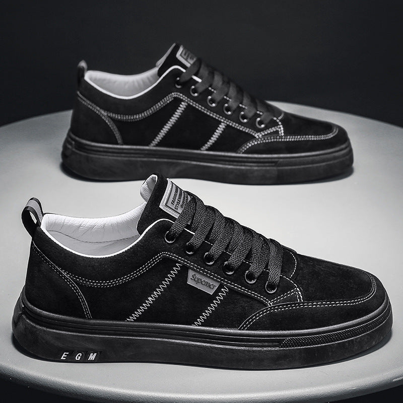 Herren Niedrige Velours‑Freizeit‑Sneaker mit gepolstertem Fersenkragen und dezenter Nahtstruktur – Norré