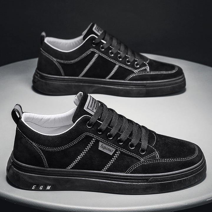 Herren Niedrige Velours‑Freizeit‑Sneaker mit gepolstertem Fersenkragen und dezenter Nahtstruktur – Norré