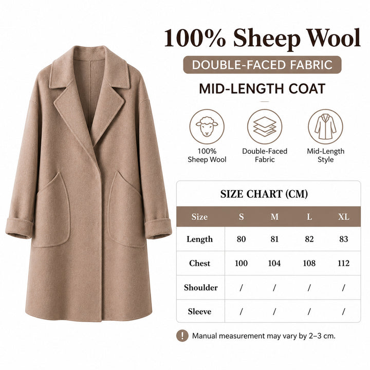 Damen Eleganter Wollmantel mit weit geschnittenem Design Echo Archiv