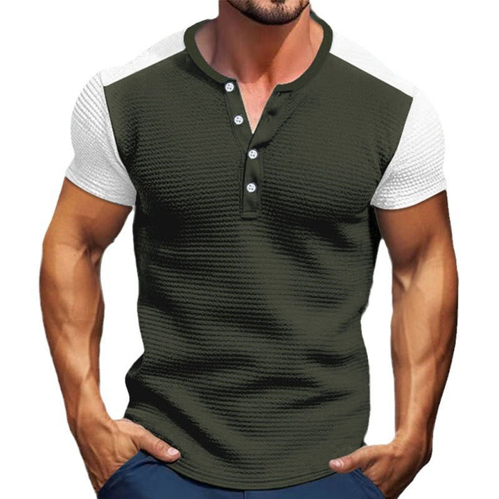 Herren nan kurzärmeliges Henleyshirt mit mittellanger Knopfleiste und Raglanärmeln Echo Archiv