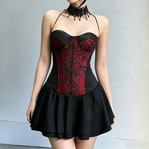Damen Spitzen-Cocktailkleid mit raffiniertem Bustier-Oberteil und voluminösem Rock Echo Archiv