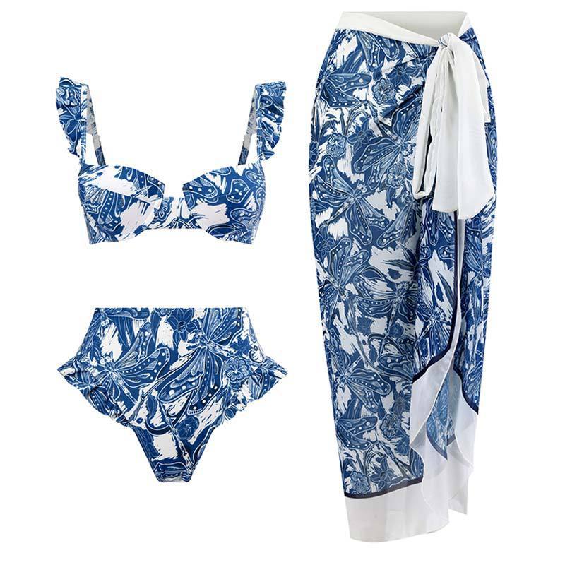 Damen Bikini-Set mit raffinierten Rüschen und elegantem Wickelrock Echo Archiv