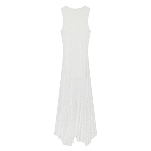 Damen elegantes Langarmkleid mit asymmetrischem Saum und feinen Texturen Echo Archiv