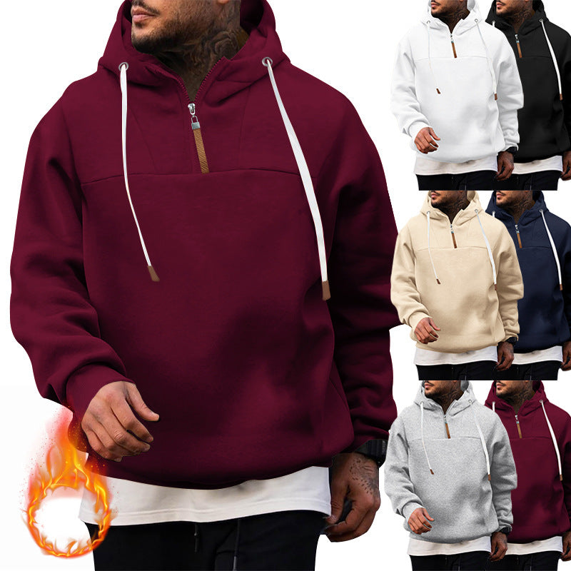 Herren modischer Kapuzensweater mit innovativem Reißverschluss und praktischen Kordelzügen Echoarchiv