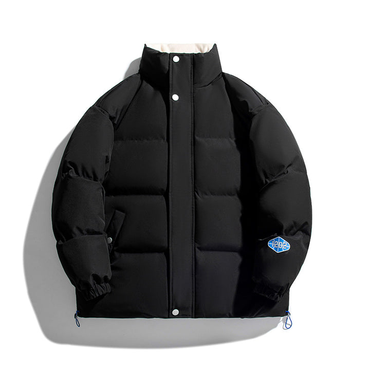 Unisex Kapuzenlose wattierte Steppjacke mit hohem Stehkragen, Thermoisolierung und Kordelzugsaum Echo Archiv