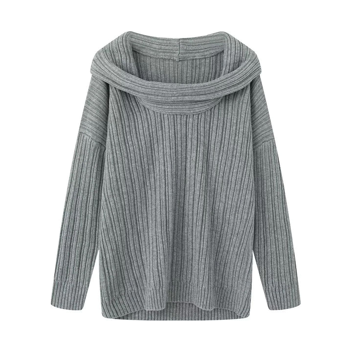 Damen nan Oversize-Rippstrick-Pullover mit weitem Rollkragen und überschnittener Schulter Echo Archiv