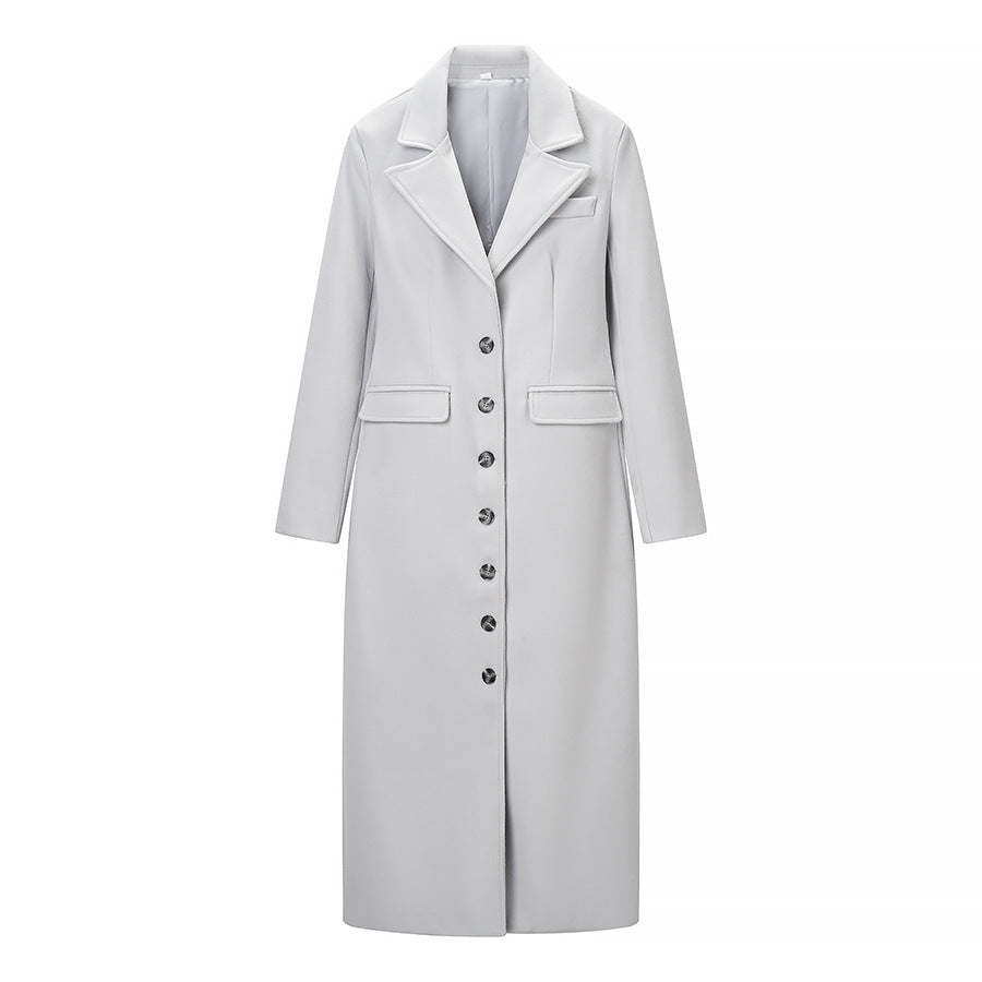 Damen Longline-Mantel mit taillierter Silhouette, strukturiertem Revers und Gehschlitz Echo Archiv