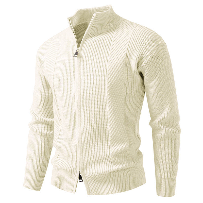 Herren modische Strickjacke mit Stehkragen und durchgehendem Reißverschluss Echoarchiv