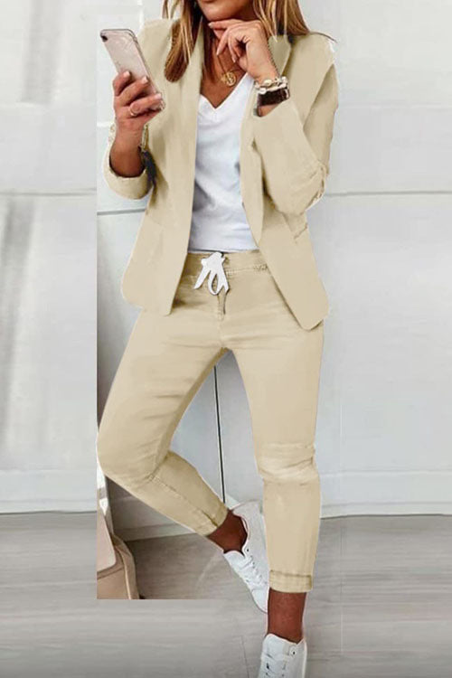 Damen nan zweiteiliges Blazer-Jogger-Set mit tailliertem Blazer und elastischer Bundhose Echo Archiv