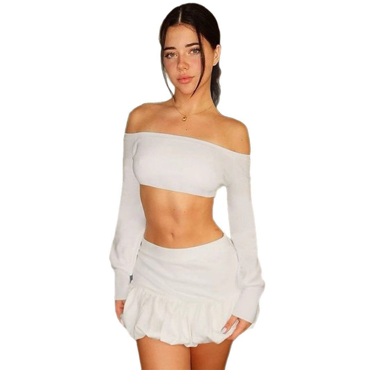 Damen Off-Shoulder Crop-Top und Faltenrock Set Echo Archiv