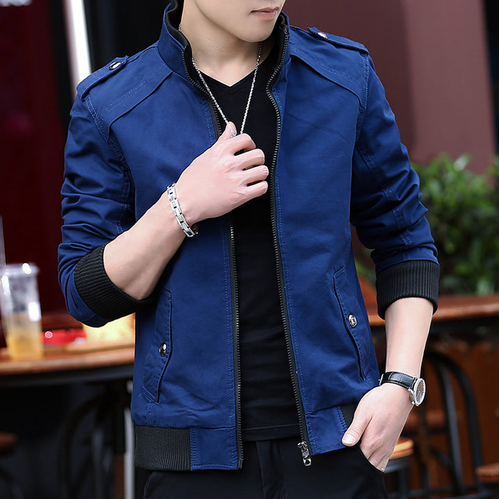 Herren leichter Canvas‑Bomber mit Teddyfleece‑Innenfutter, Epauletten und Rippbündchen Echoarchiv