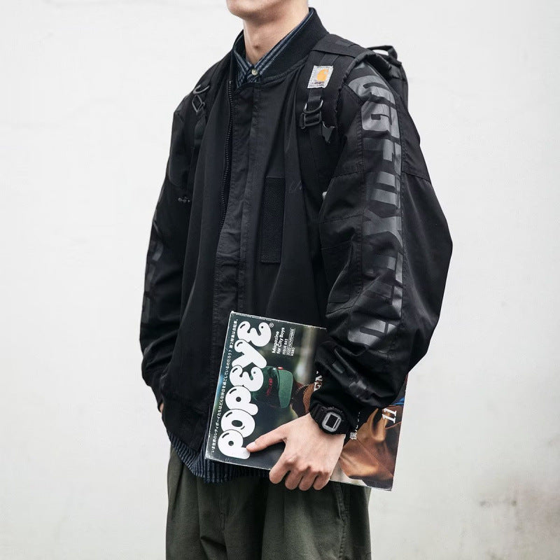 Unisex Leichte Oversize-Bomberjacke aus Nylon mit reflektierenden Ärmeln und Rippbündchen Echoarchiv