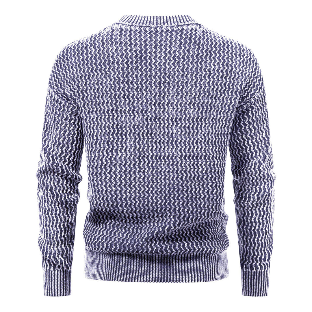Herren Strukturierter Feinstrick-Pullover mit Stehkragen und Zickzackmuster Echo Archiv