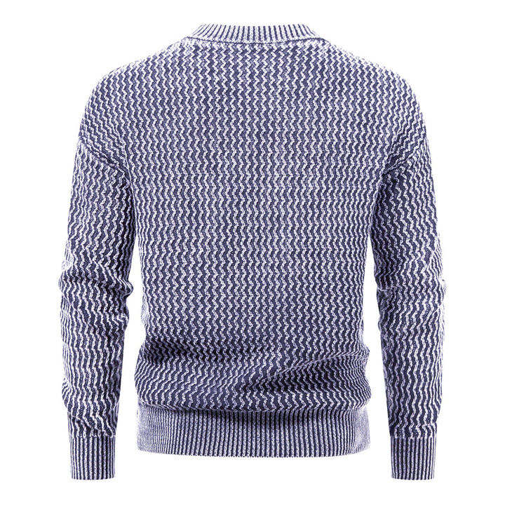 Herren Strukturierter Feinstrick-Pullover mit Stehkragen und Zickzackmuster Echo Archiv