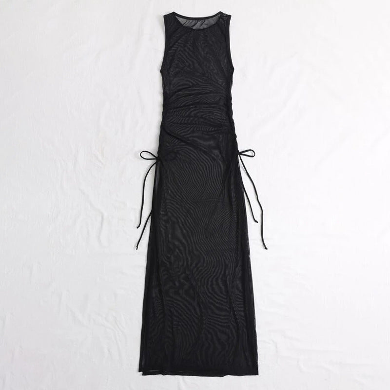 Damen Langer Wickel-Strandkleid mit seitlichem Bindegürtel Echo Archiv