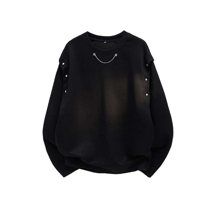 Damen Oversized Sweatshirt mit Ketten-Detail und Druckknopf-Ärmelöffnung Echo Archiv