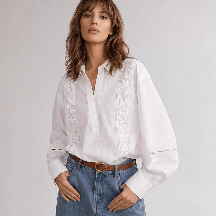 Damen Elegante Bluse mit feinen Stickdetails Echo Archiv