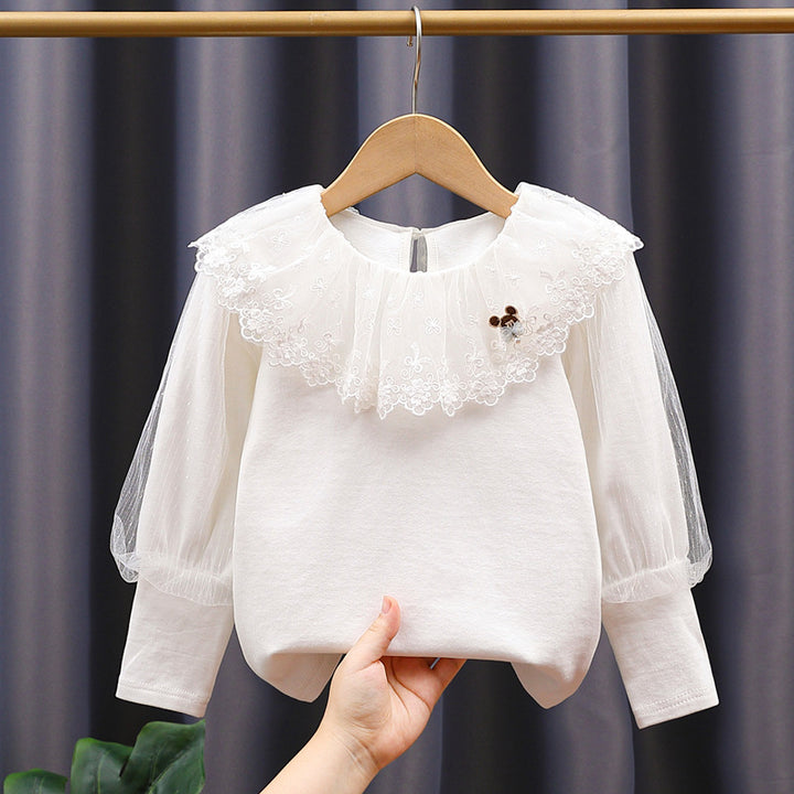 Mädchen Sweatshirt mit eleganter Spitze und transparenten Puffärmeln Echo Archiv