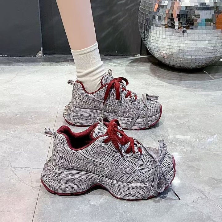 Damen Chunky Plateau-Sneaker mit gewellter Profilsohle und glitzernder Mesh-Optik Echo Archiv